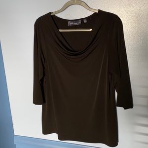 Susan Graver Black Liquid Knit Drape Neck Top women’s size M